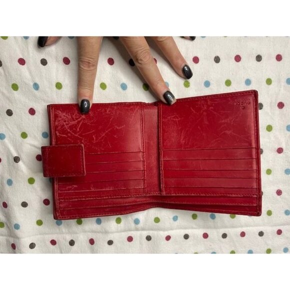 Gucci Vintage Red Leather & GG Monogram Canvas Bifold Wallet with Coin Pocket - Picture 7 of 8